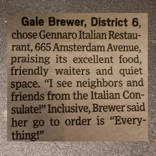 Gale Brewer recognition for Gennaro